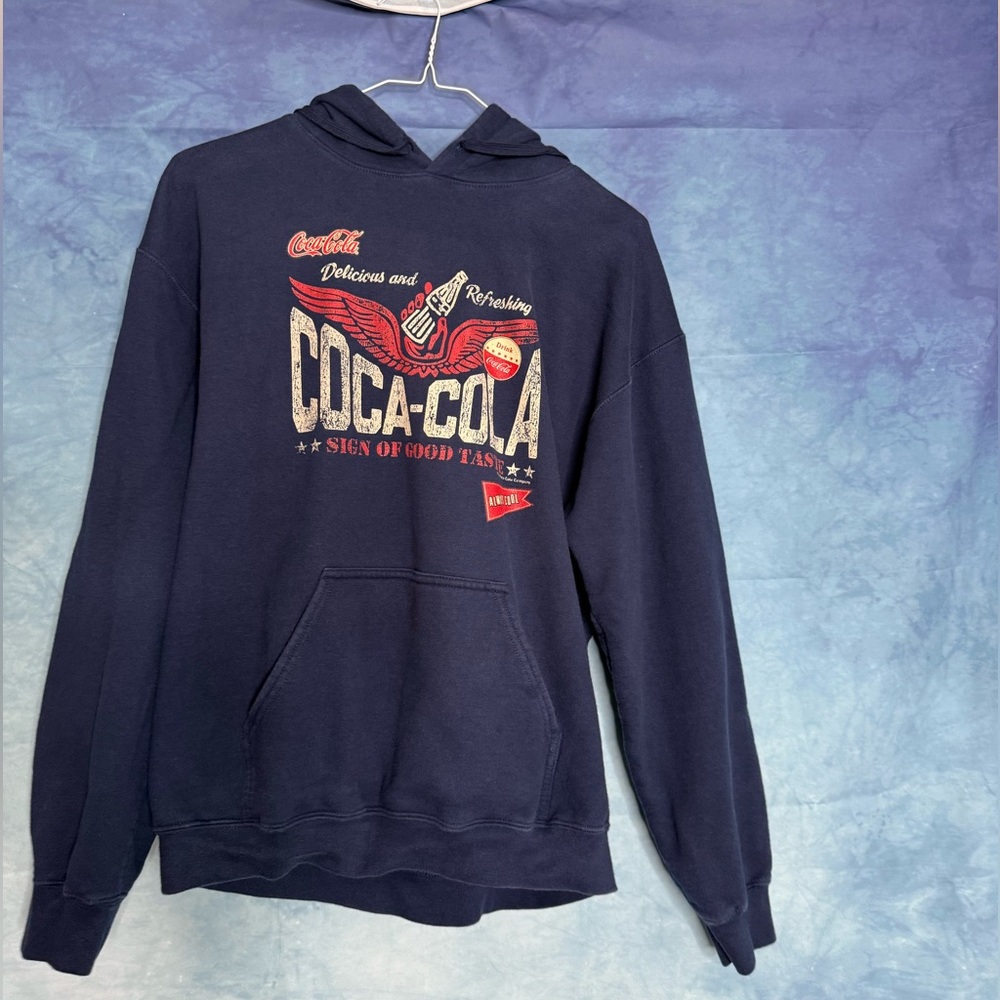 Coca Cola Blue Sweatshirt Retro Graphic (Men’s Medium) (Fits Tight)